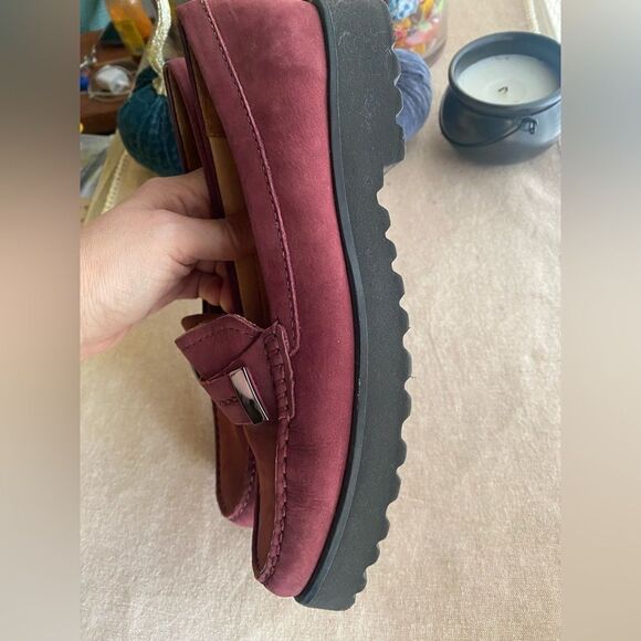 baldi london wine-colored shoes loafers with small platform size 8.5 made New - Picture 9 of 12